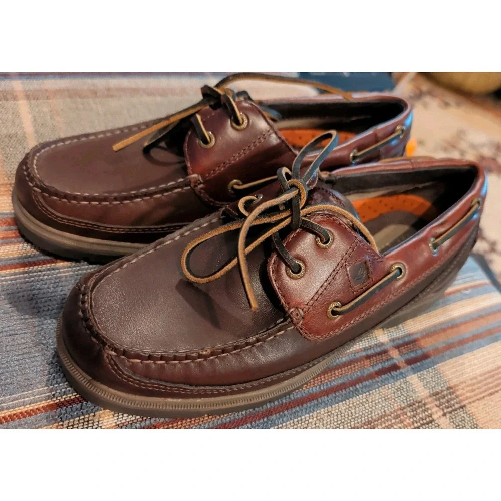 Men's Sperry 2-Eye Boat Shoes Dark Brown Size 8 W Pre-Owned Excellent Condition!
